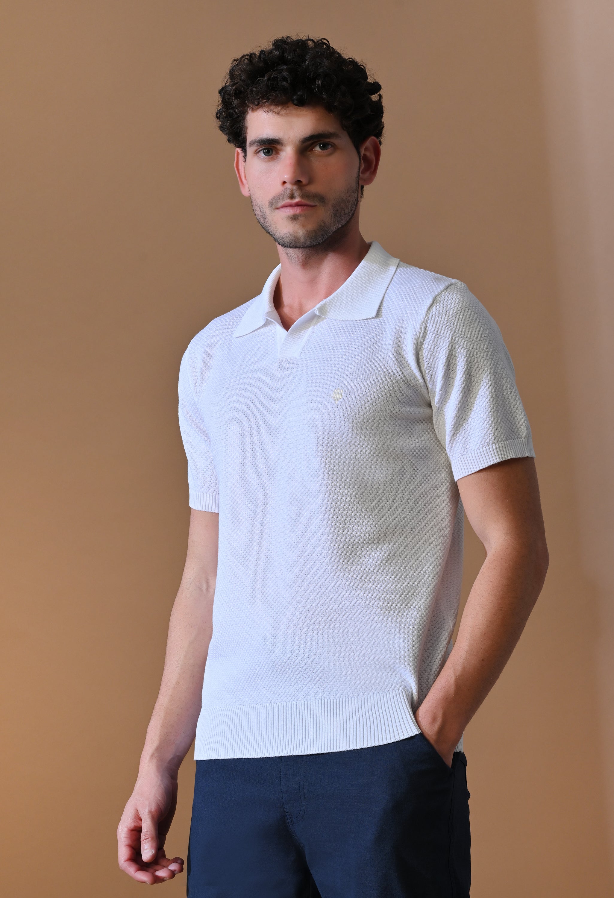 Textured Johnny Collar Polo for Men | Effortless Class