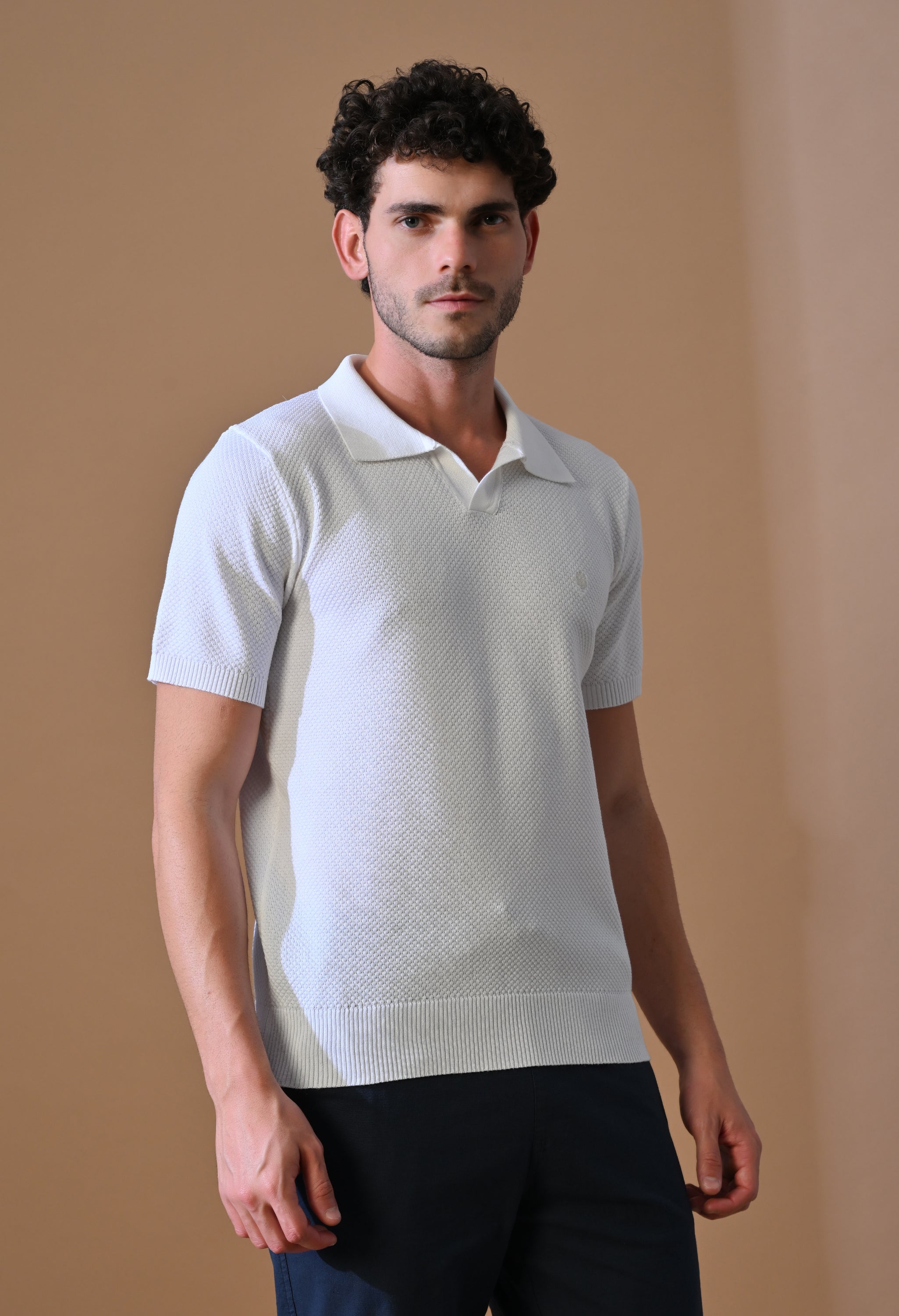 Textured Johnny Collar Polo for Men | Effortless Class