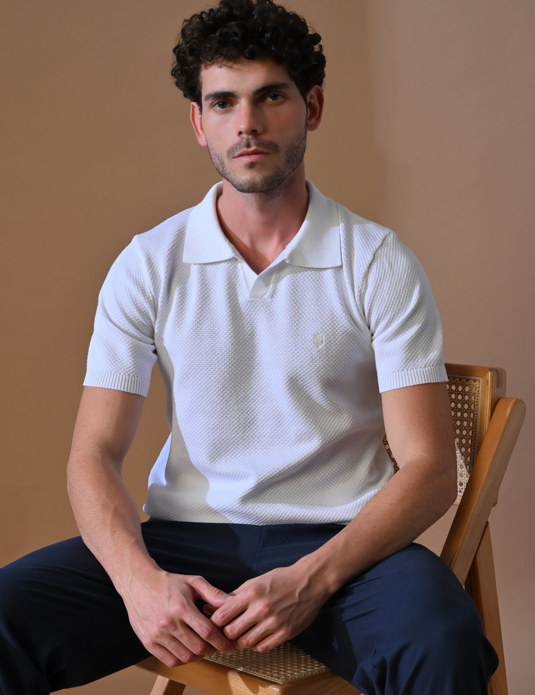 Textured Johnny Collar Polo for Men | Effortless Class