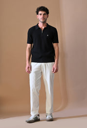 Knitted Zipper Polo with Stripes for Men | Timeless & Durable
