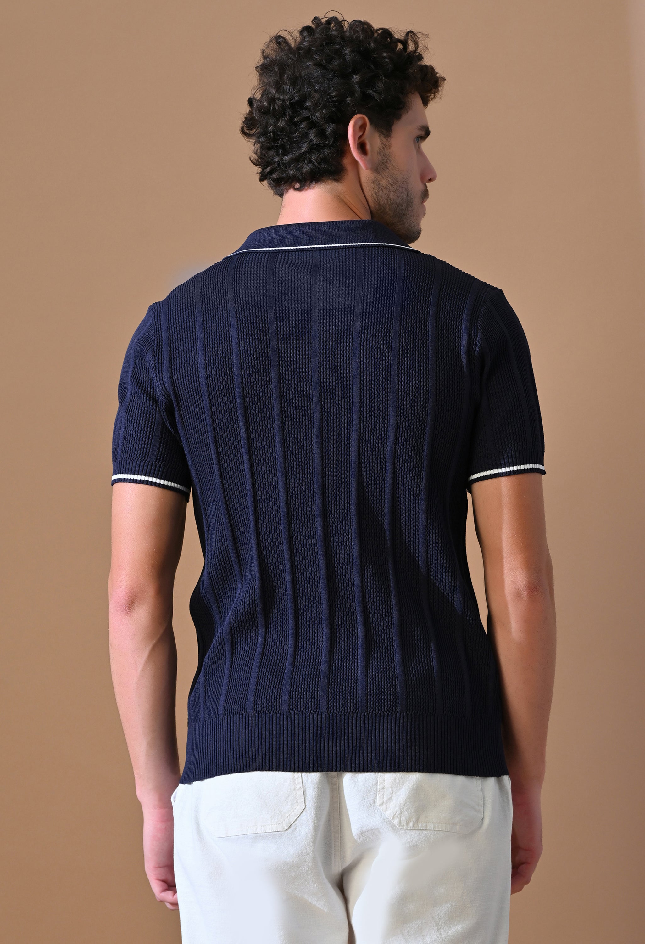 Textured Striped Classic Polo with Tipping for Men | Durable Classic Sustainable