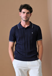 Textured Striped Classic Polo with Tipping for Men | Durable Classic Sustainable