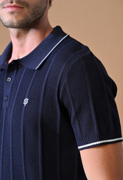 Textured Striped Classic Polo with Tipping for Men | Durable Classic Sustainable