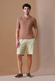 Knitted Textured Zipper Polo for Men