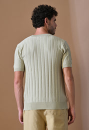Classic Knitted Henley with Stripes for Men