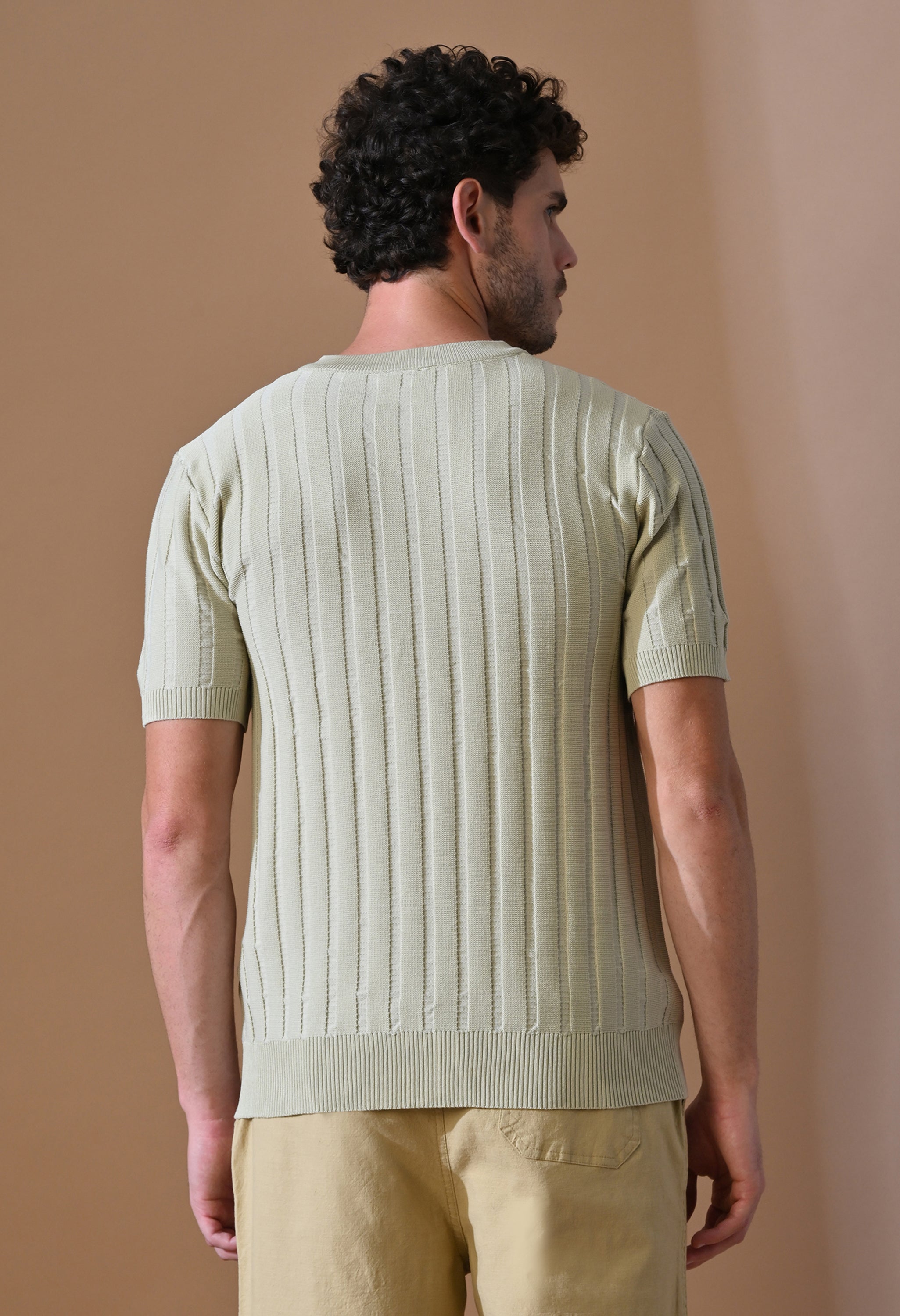Classic Knitted Henley with Stripes for Men