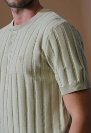 Classic Knitted Henley with Stripes for Men
