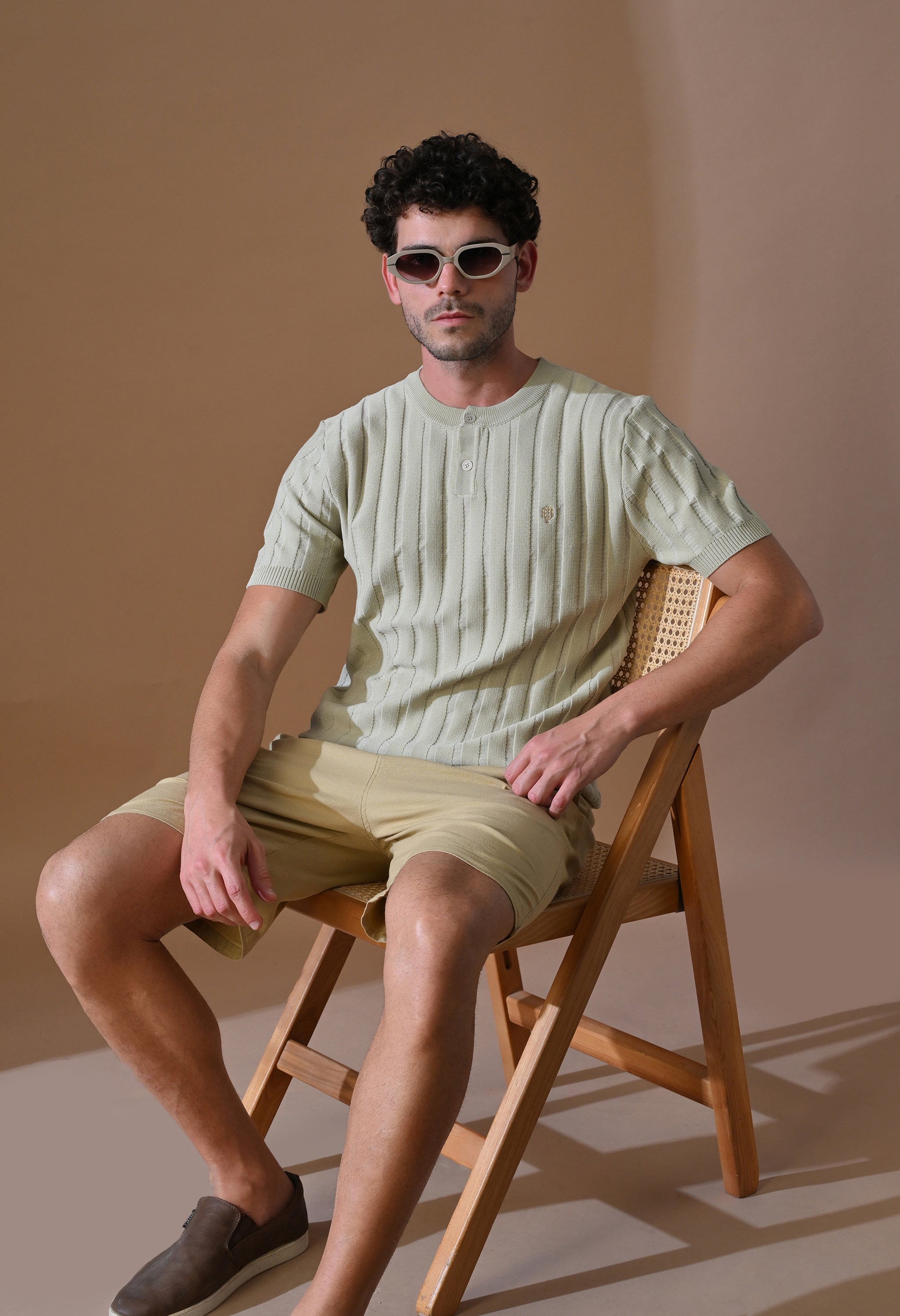 Classic Knitted Henley with Stripes for Men