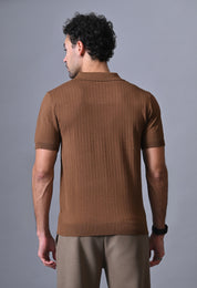 Textured Johnny collar Polo for Men
