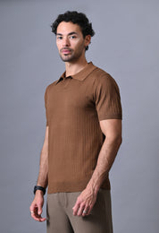 Textured Johnny collar Polo for Men