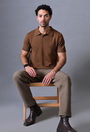 Textured Johnny collar Polo for Men