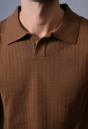 Textured Johnny collar Polo for Men