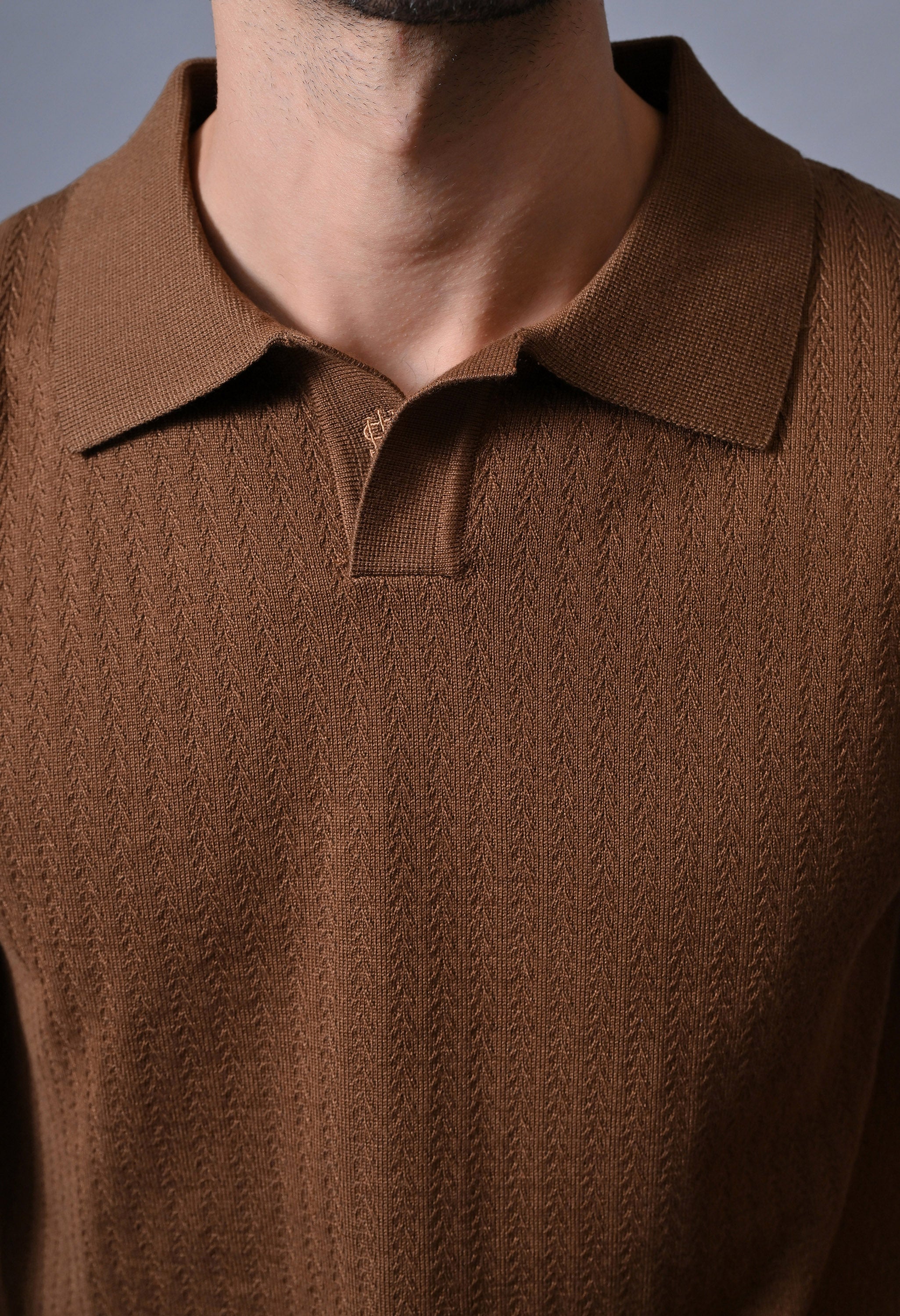 Textured Johnny collar Polo for Men