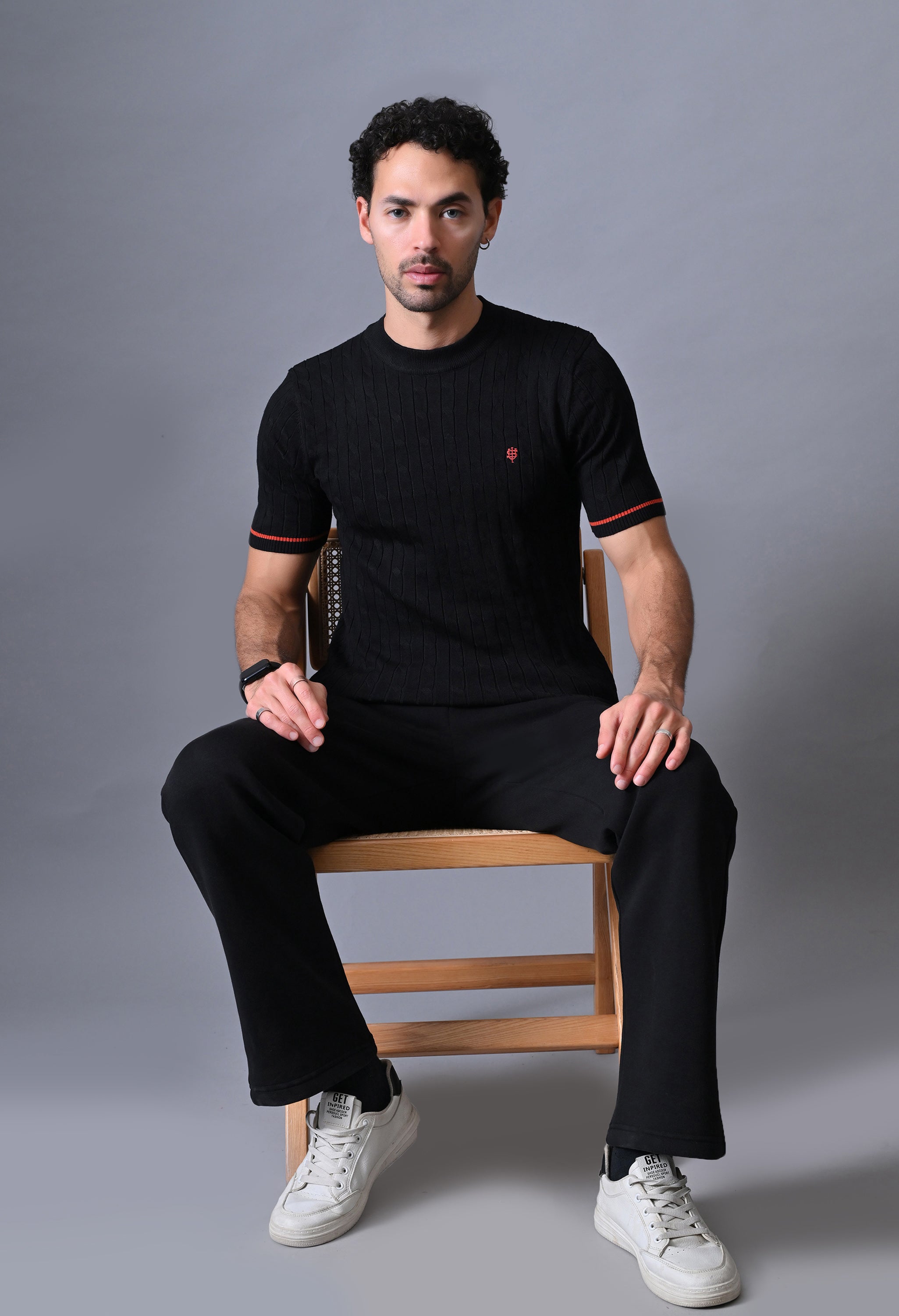 Classic T-shirt with Cable & Tipping for Men