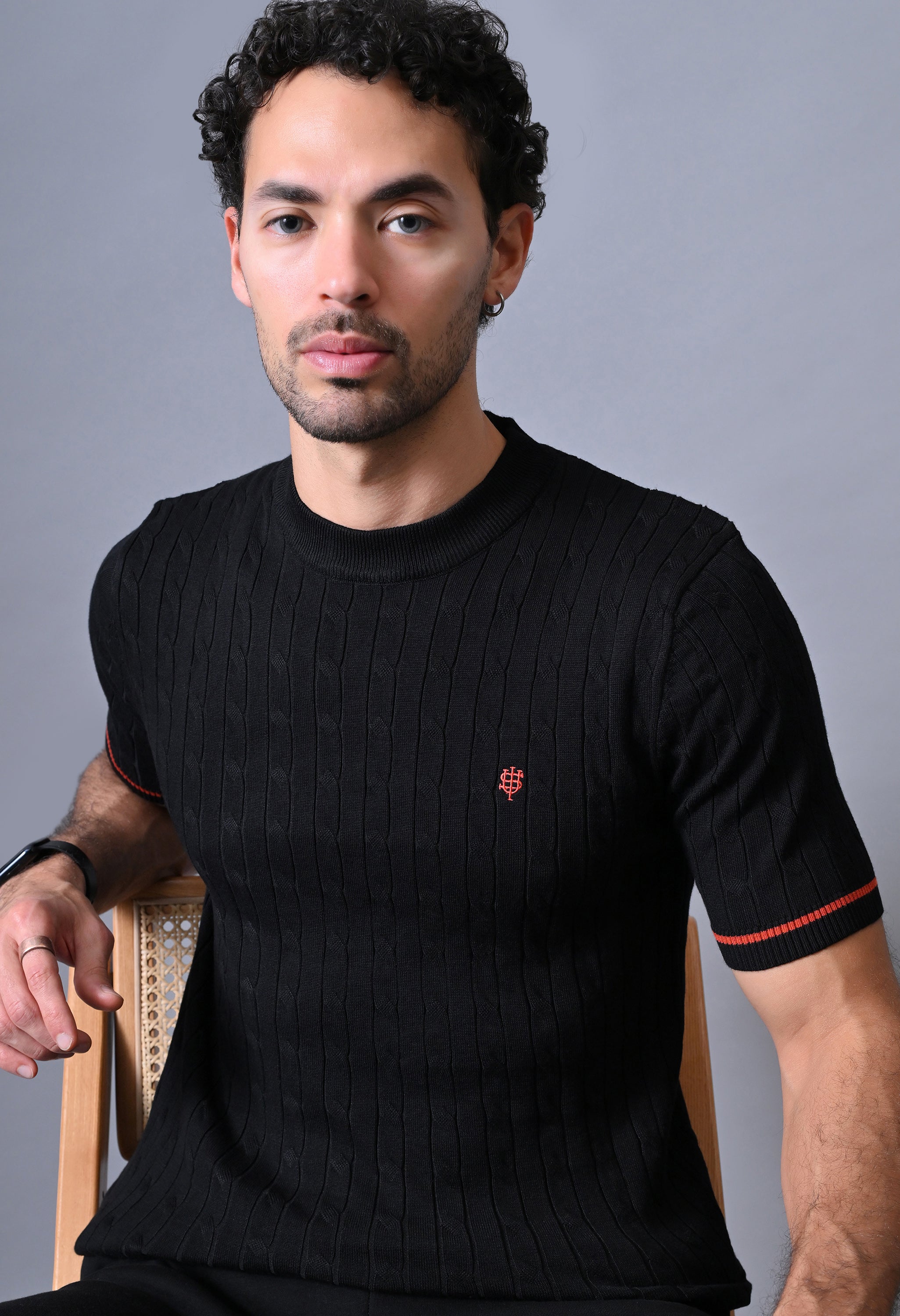 Classic T-shirt with Cable & Tipping for Men