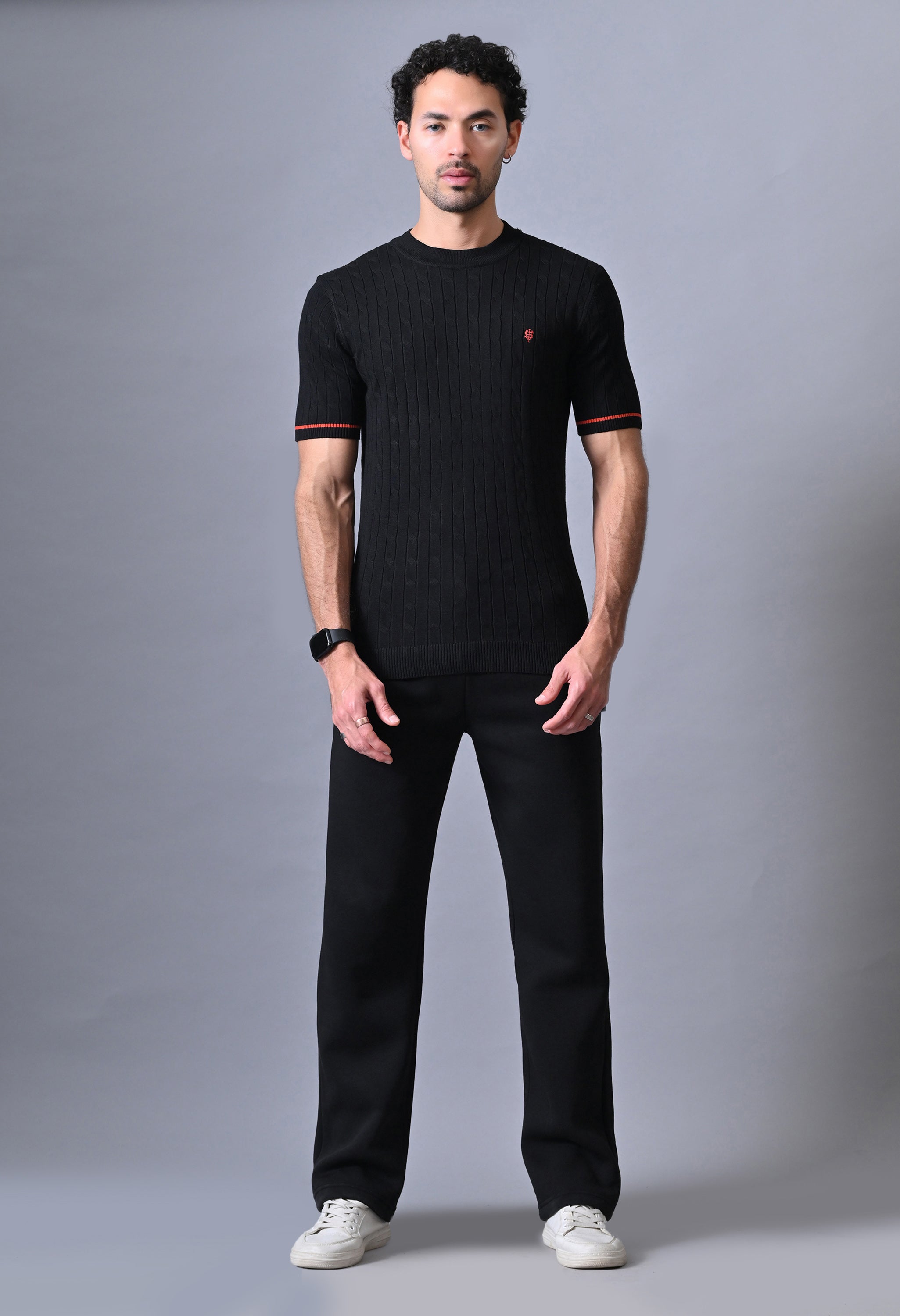 Classic T-shirt with Cable & Tipping for Men