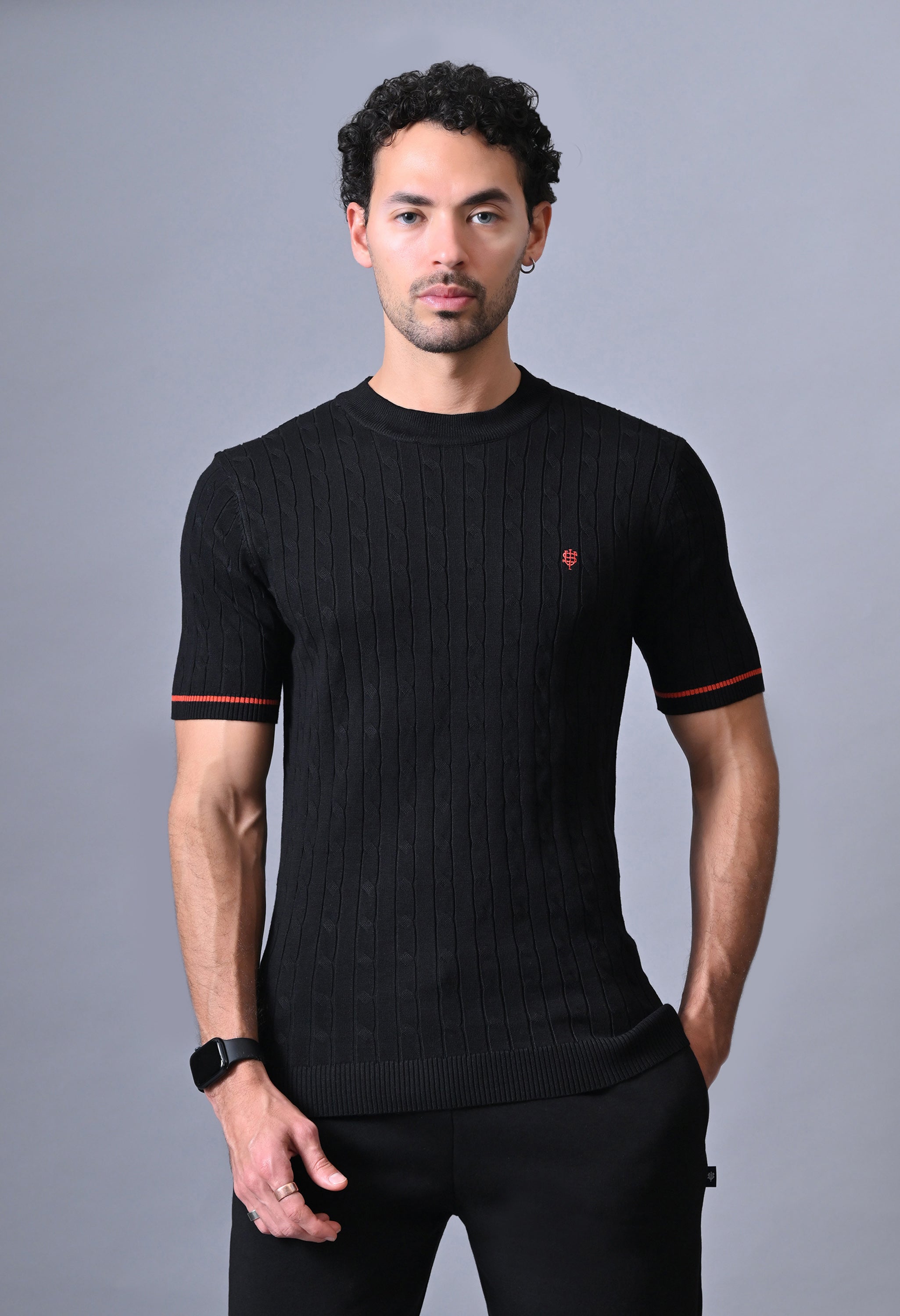 Classic T-shirt with Cable & Tipping for Men