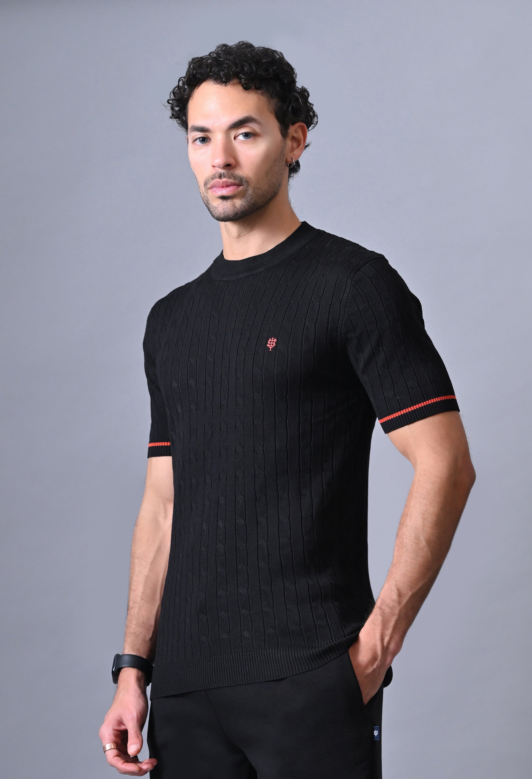 Classic T-shirt with Cable & Tipping for Men