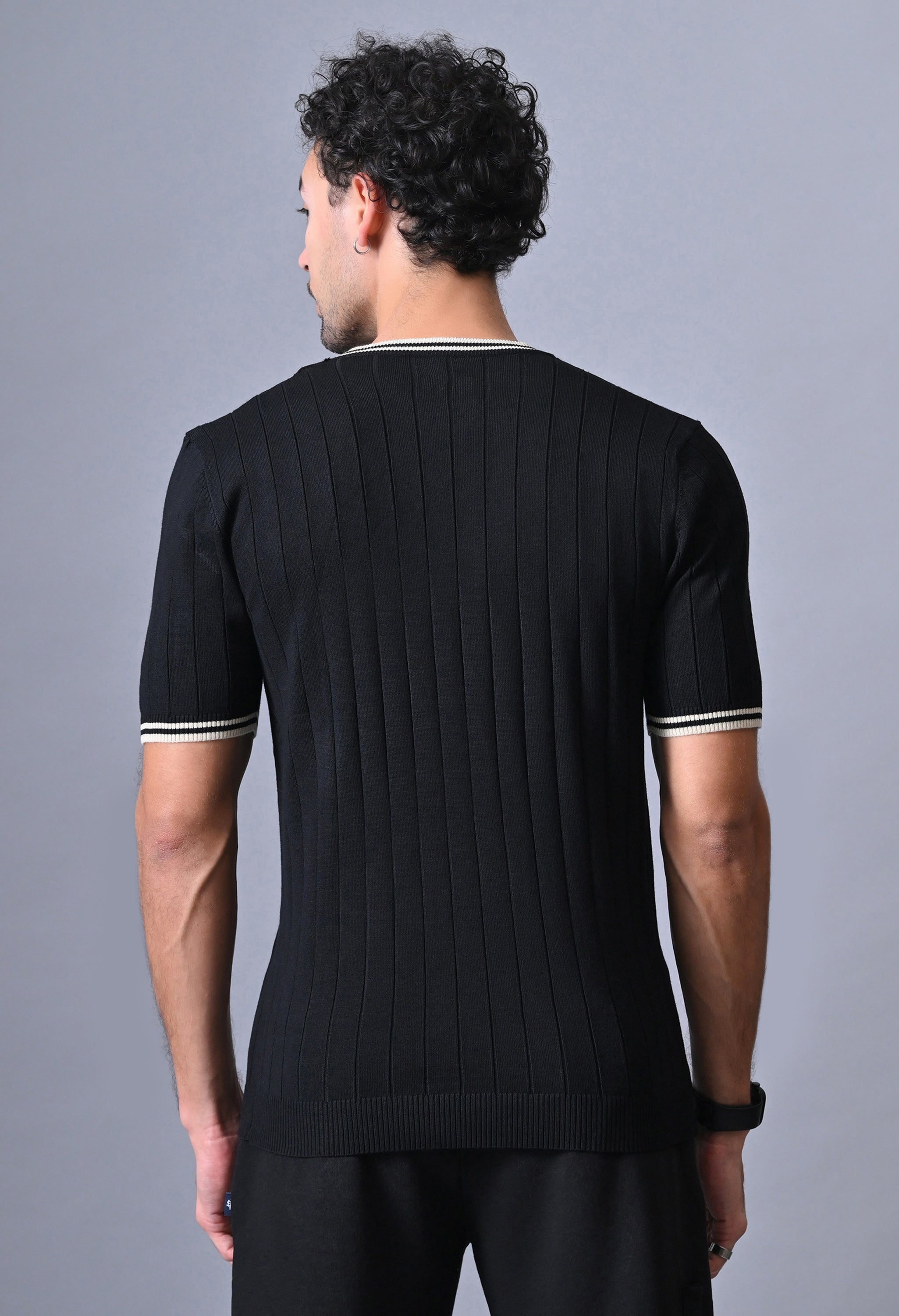 Classic Striped T-shirt with Tipping for Men