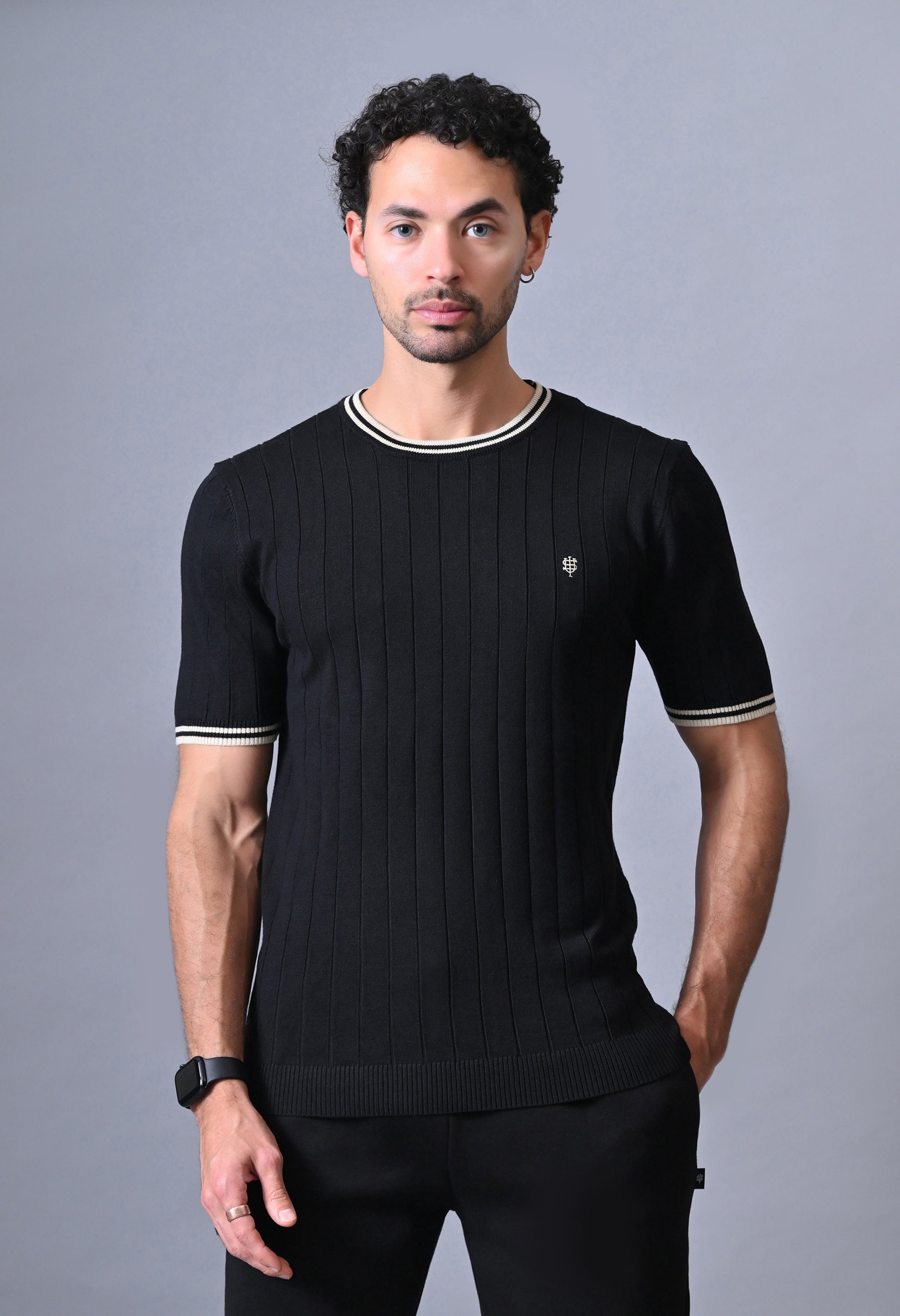 Classic Striped T-shirt with Tipping for Men