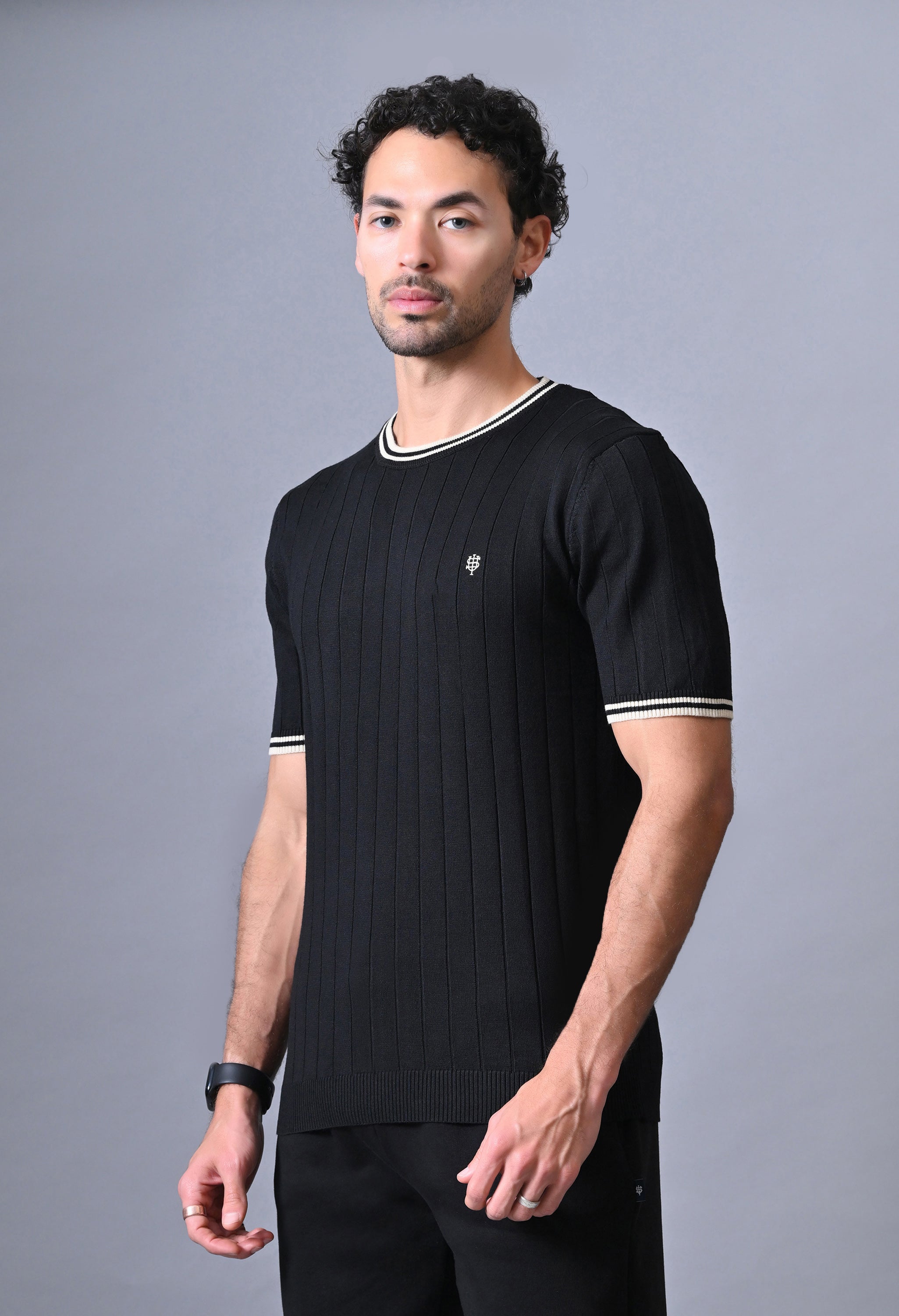 Classic Striped T-shirt with Tipping for Men