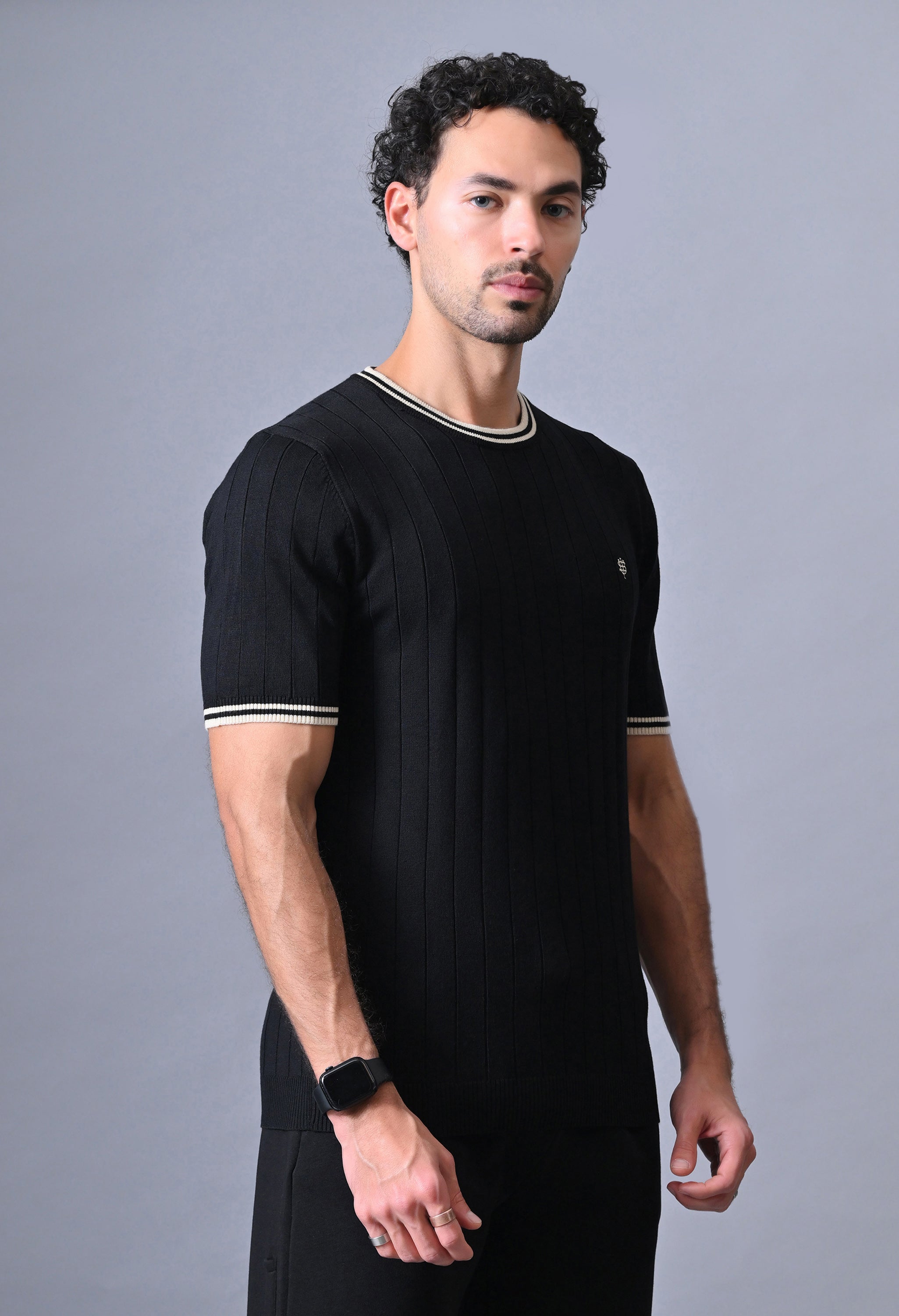 Classic Striped T-shirt with Tipping for Men