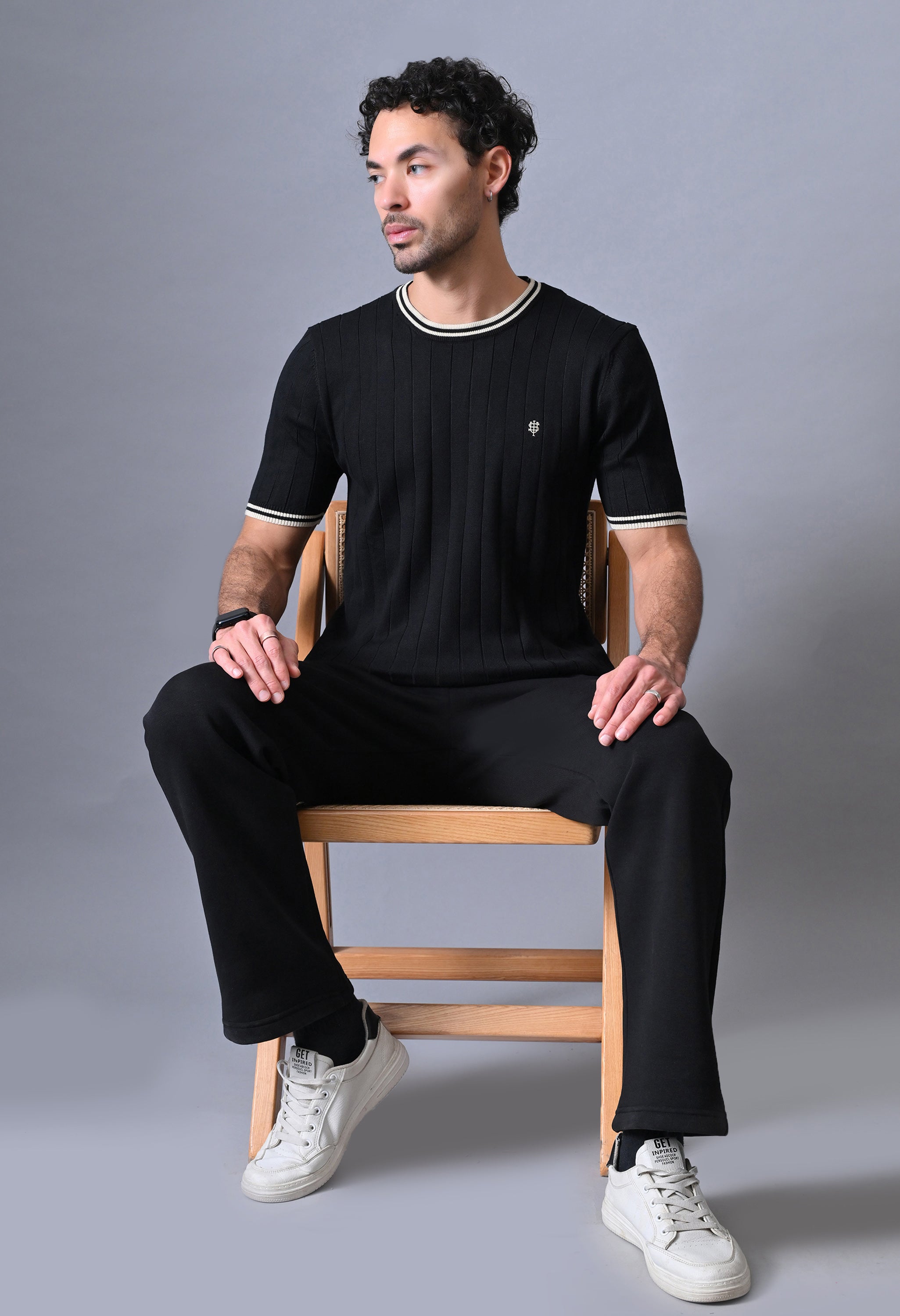 Classic Striped T-shirt with Tipping for Men