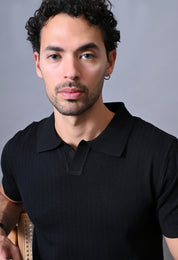 Textured Johnny collar Polo for Men