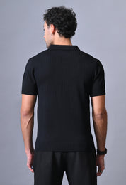 Textured Johnny collar Polo for Men