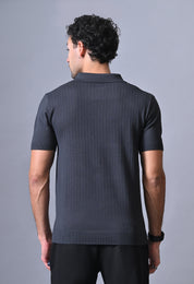 Textured Johnny collar Polo for Men