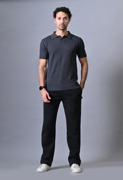 Textured Johnny collar Polo for Men