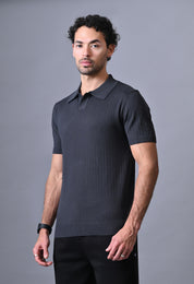Textured Johnny collar Polo for Men