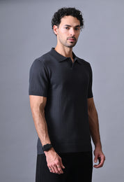Textured Johnny collar Polo for Men