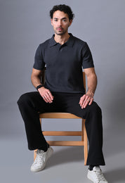 Textured Johnny collar Polo for Men