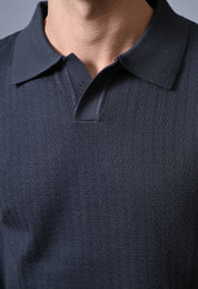 Textured Johnny collar Polo for Men