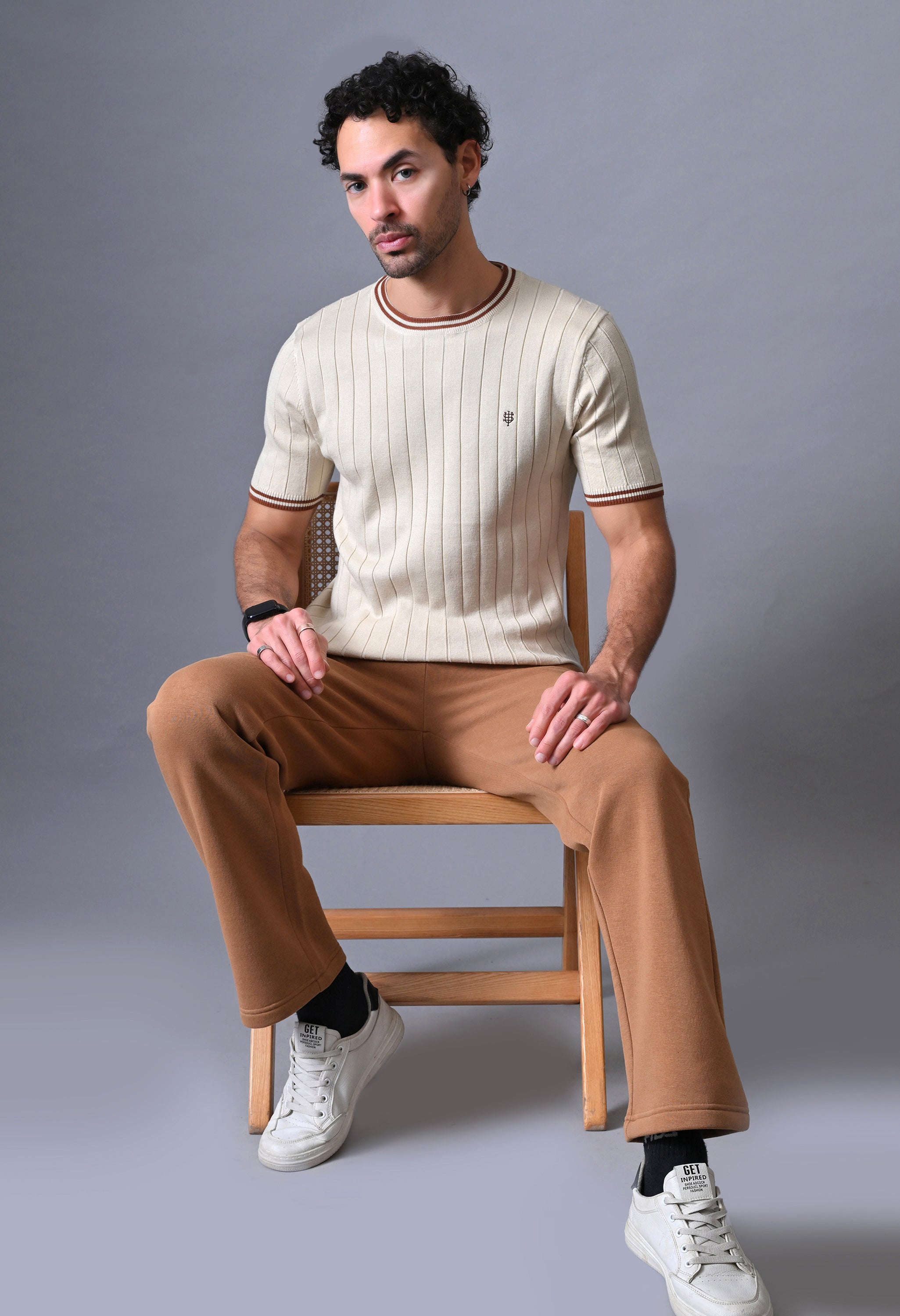 Classic Striped T-shirt with Tipping for Men