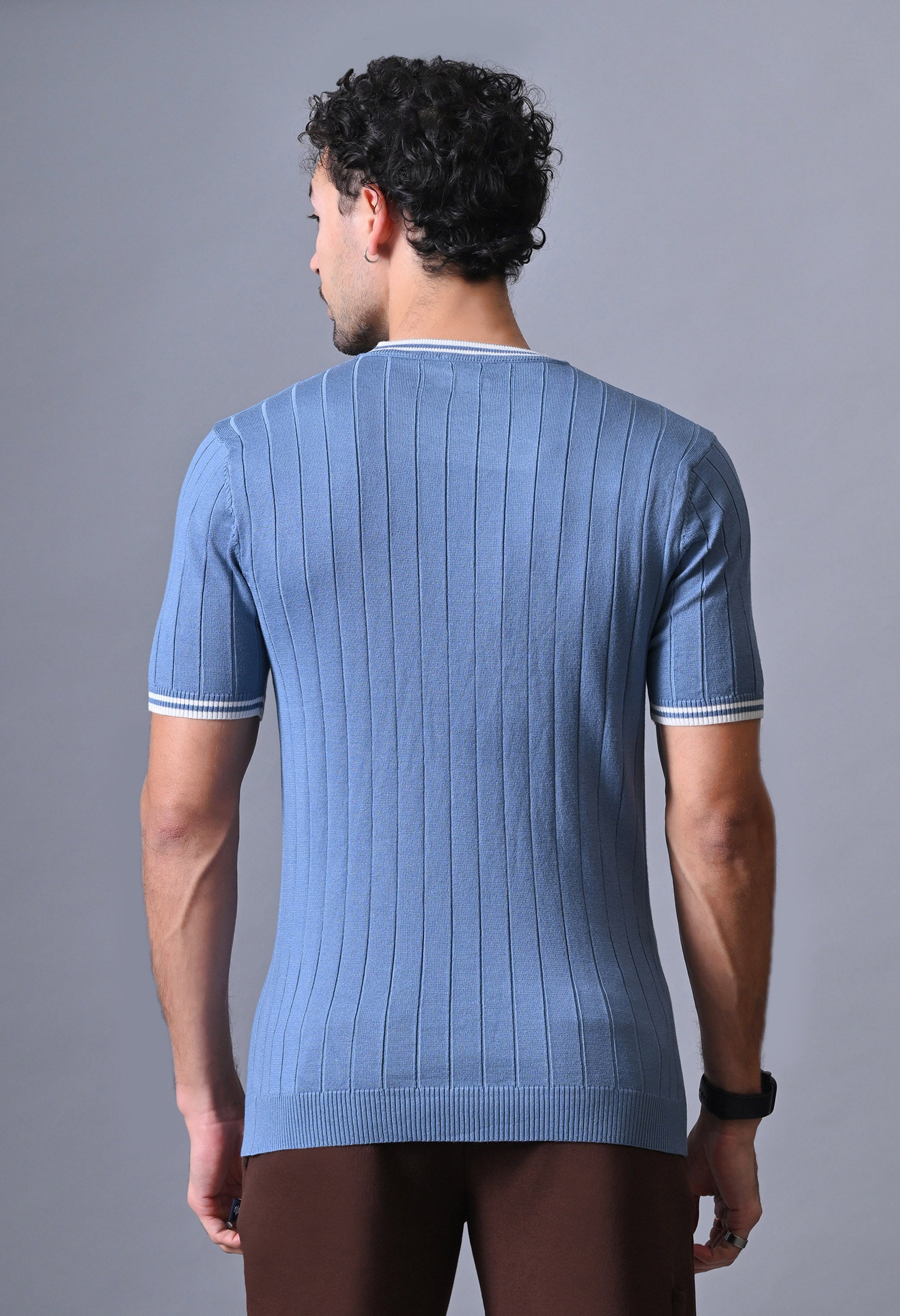 Classic Striped T-shirt with Tipping for Men
