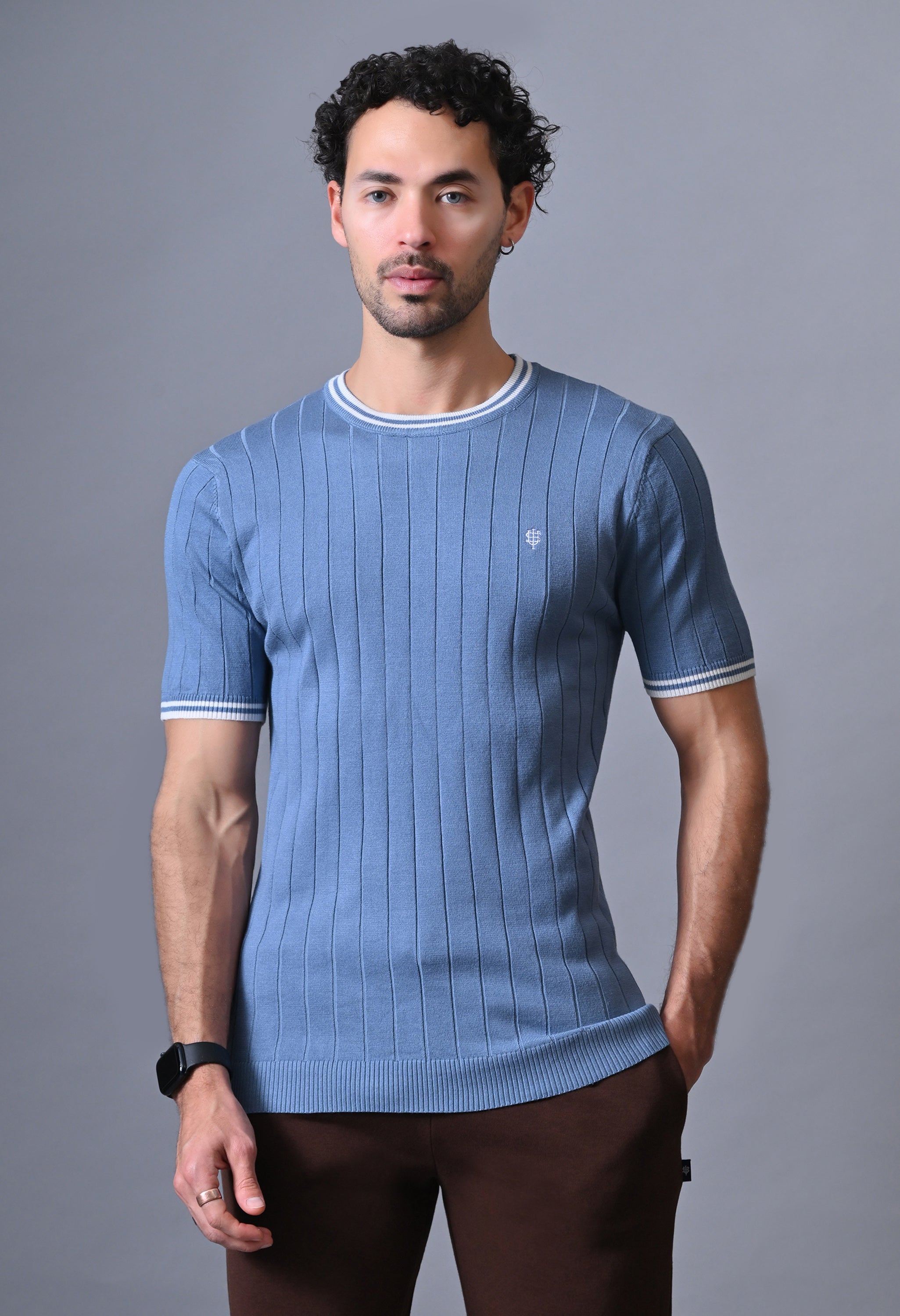 Classic Striped T-shirt with Tipping for Men