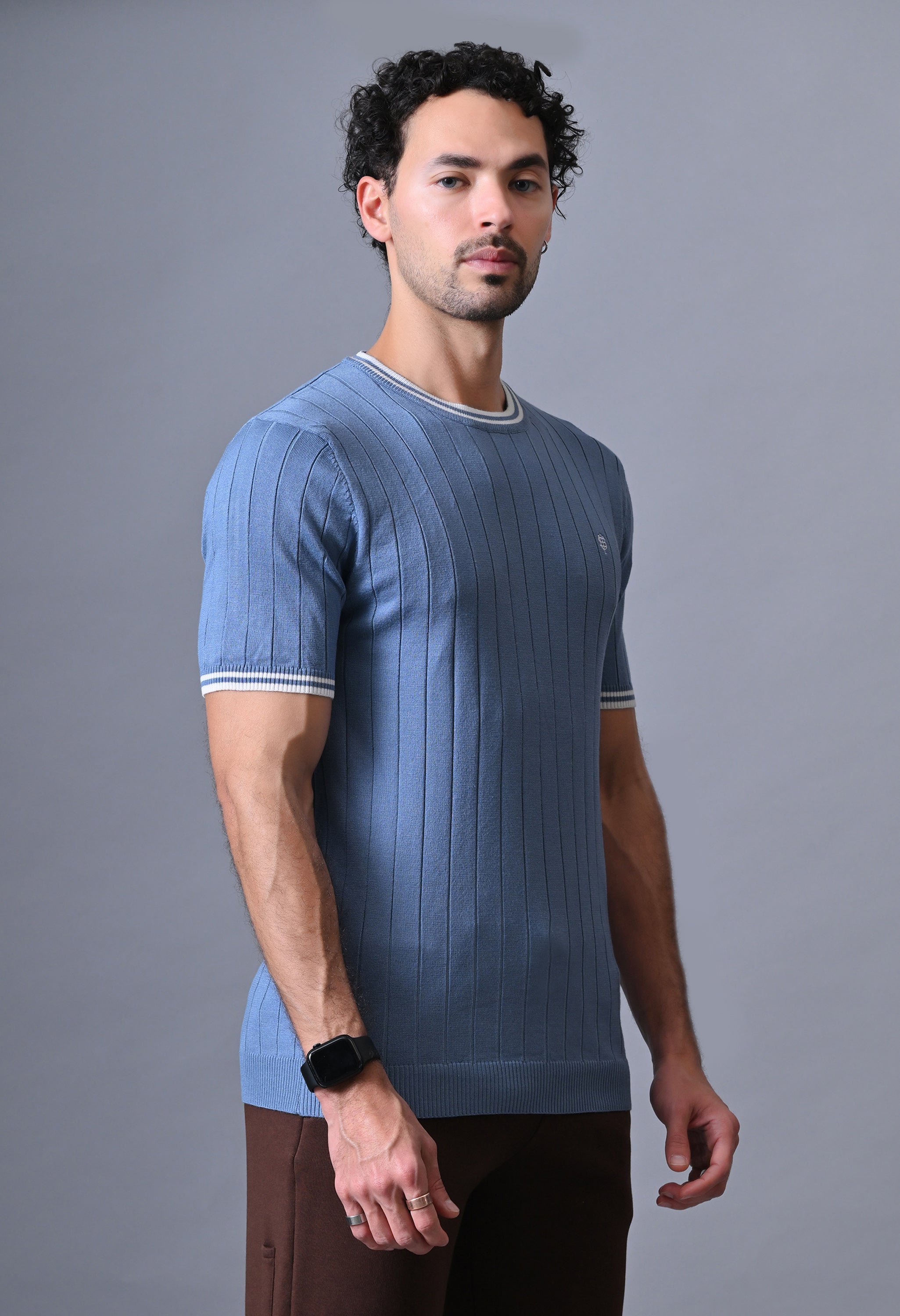Classic Striped T-shirt with Tipping for Men