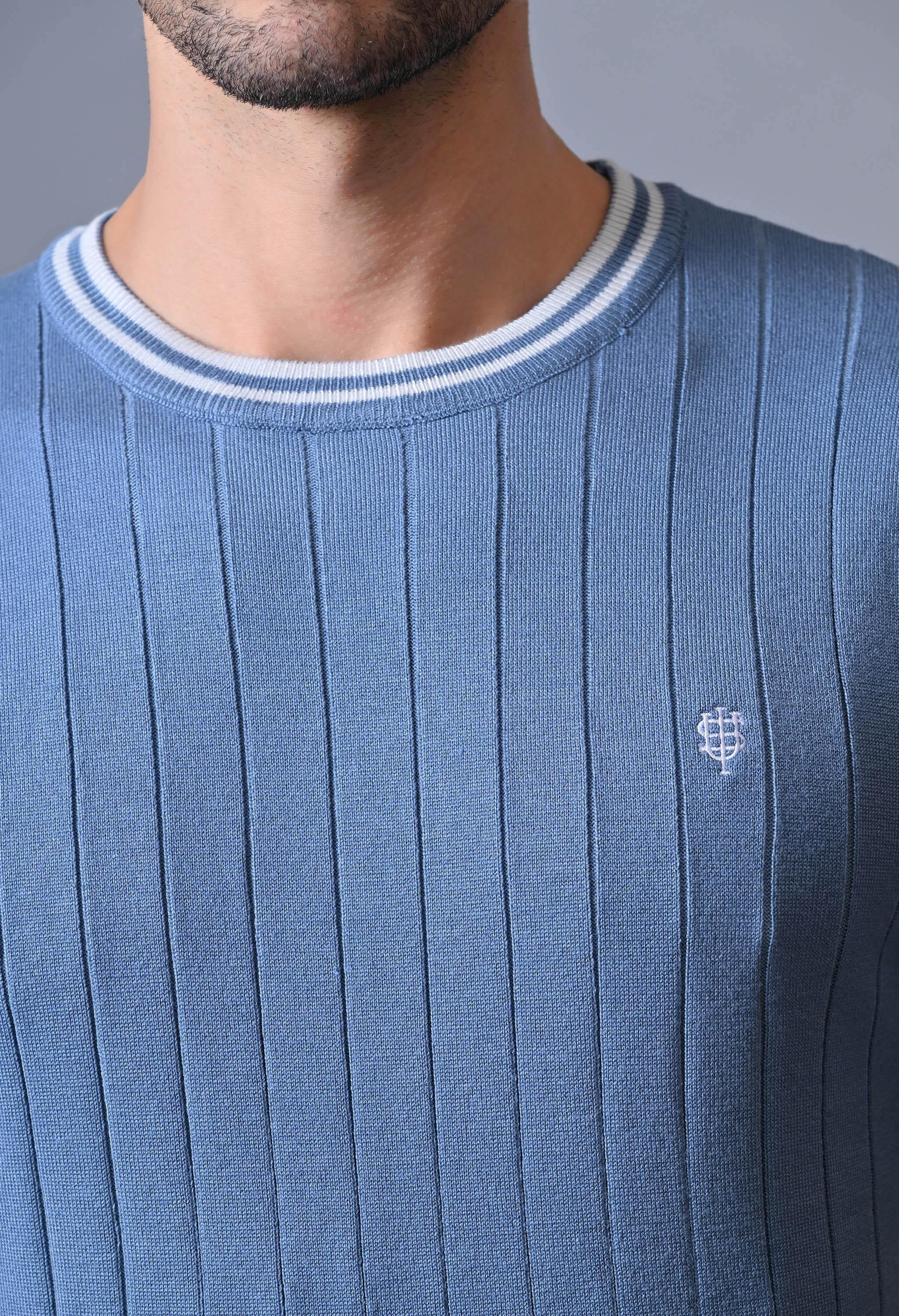 Classic Striped T-shirt with Tipping for Men