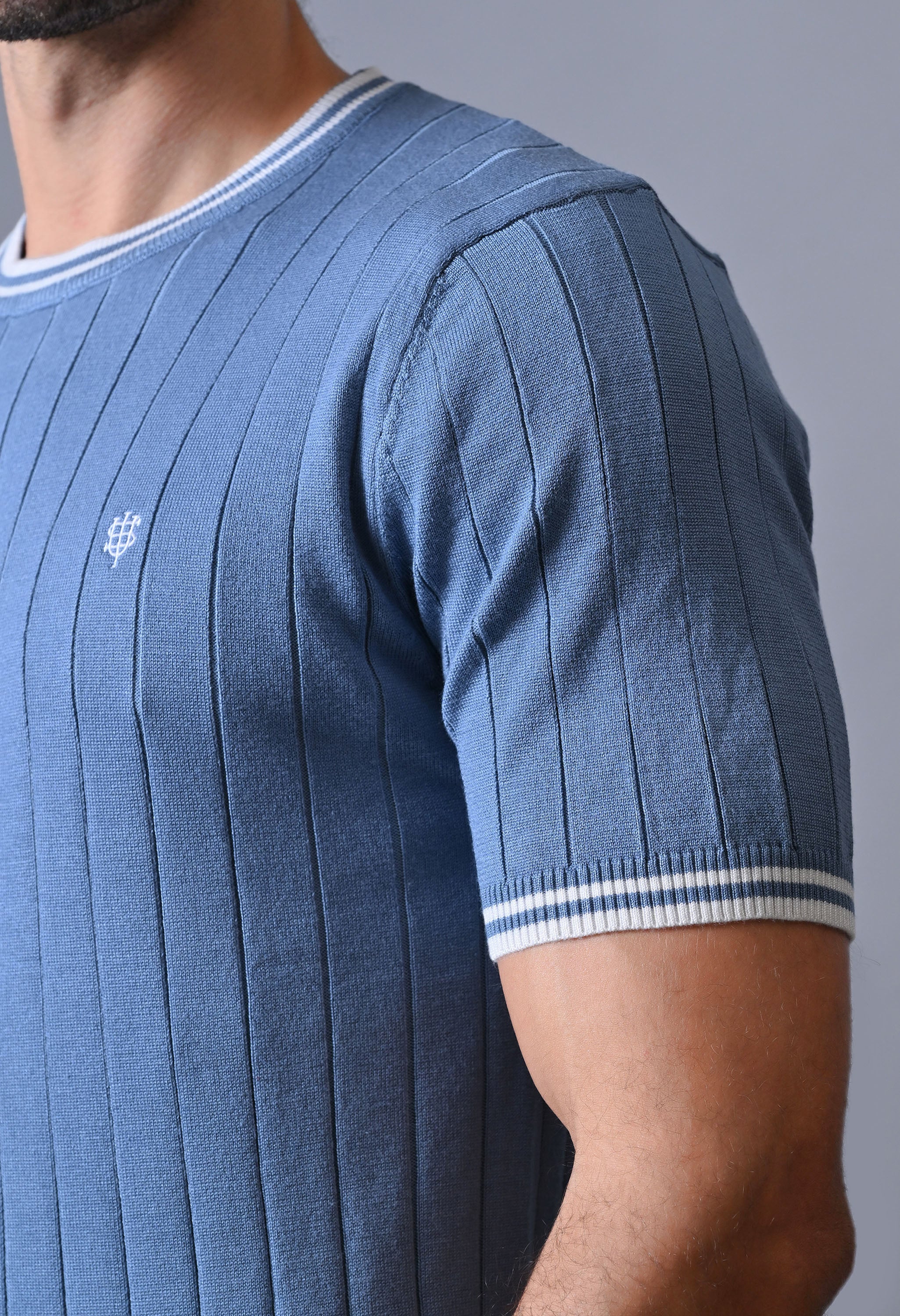 Classic Striped T-shirt with Tipping for Men