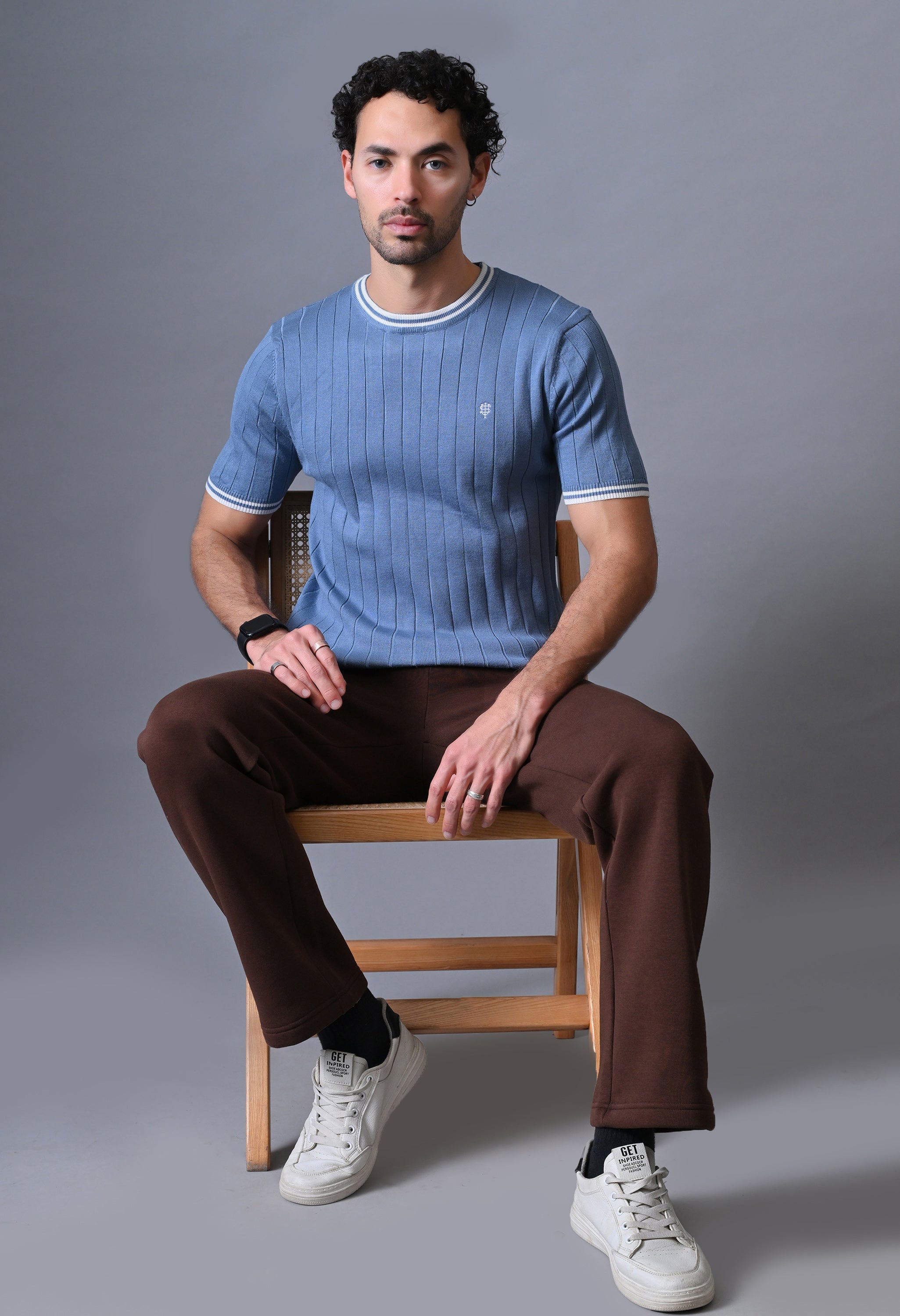 Classic Striped T-shirt with Tipping for Men