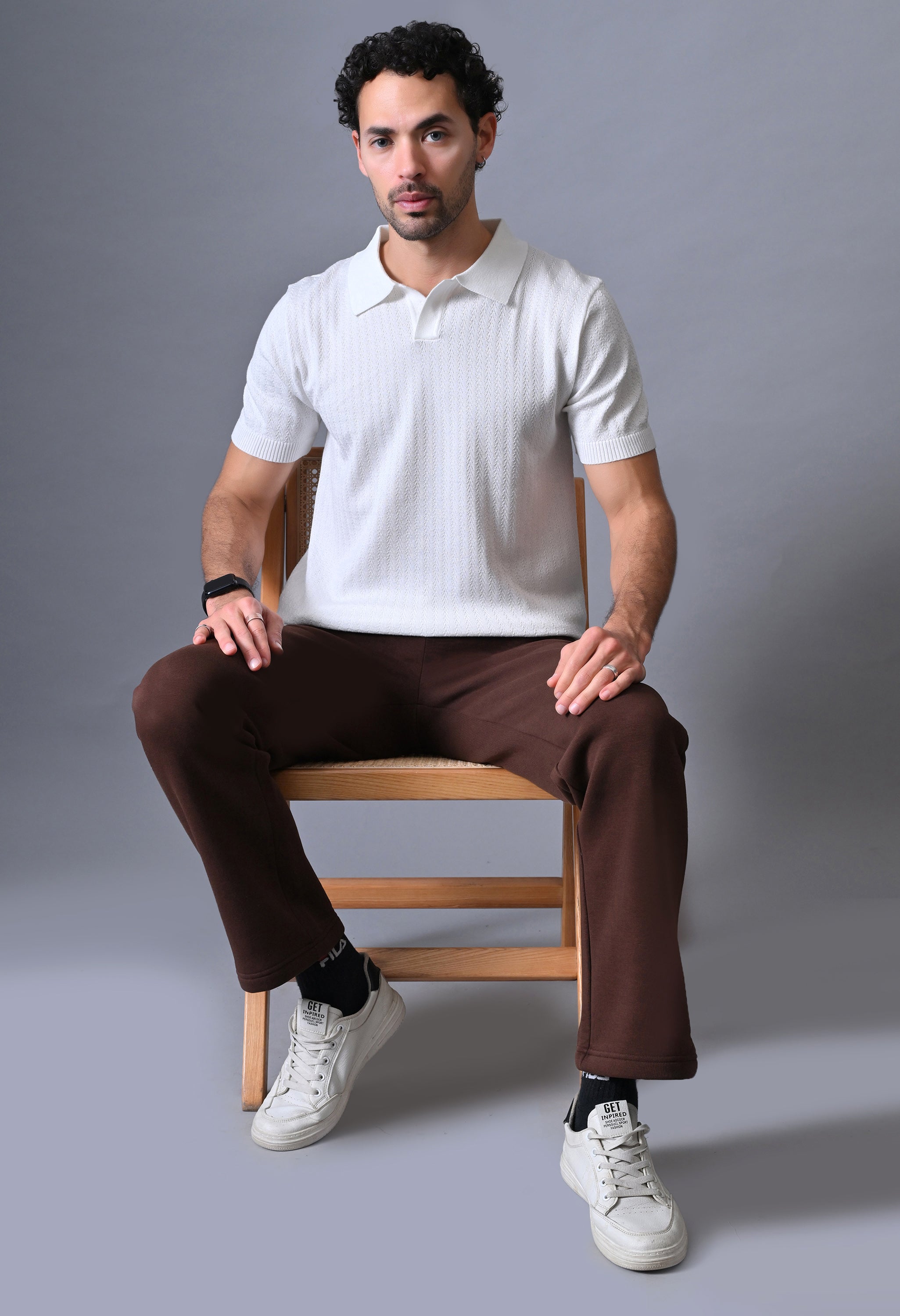 Textured Johnny collar Polo for Men