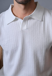 Textured Johnny collar Polo for Men