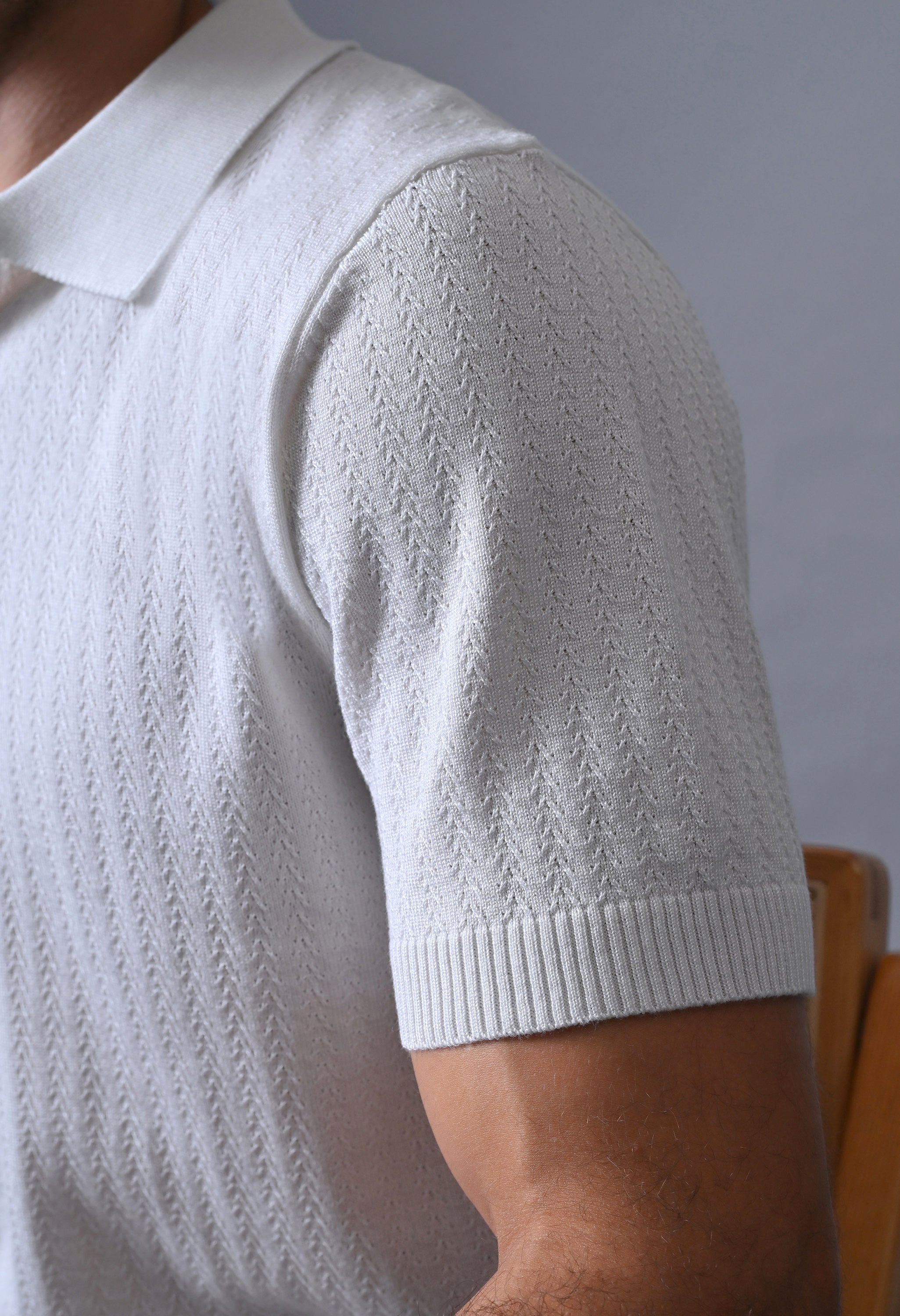 Textured Johnny collar Polo for Men