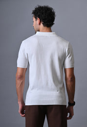 Textured Johnny collar Polo for Men