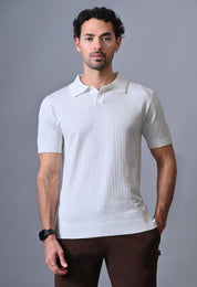 Textured Johnny collar Polo for Men