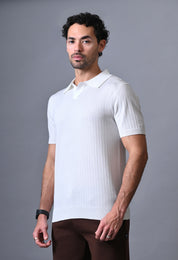 Textured Johnny collar Polo for Men