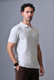 Textured Johnny collar Polo for Men