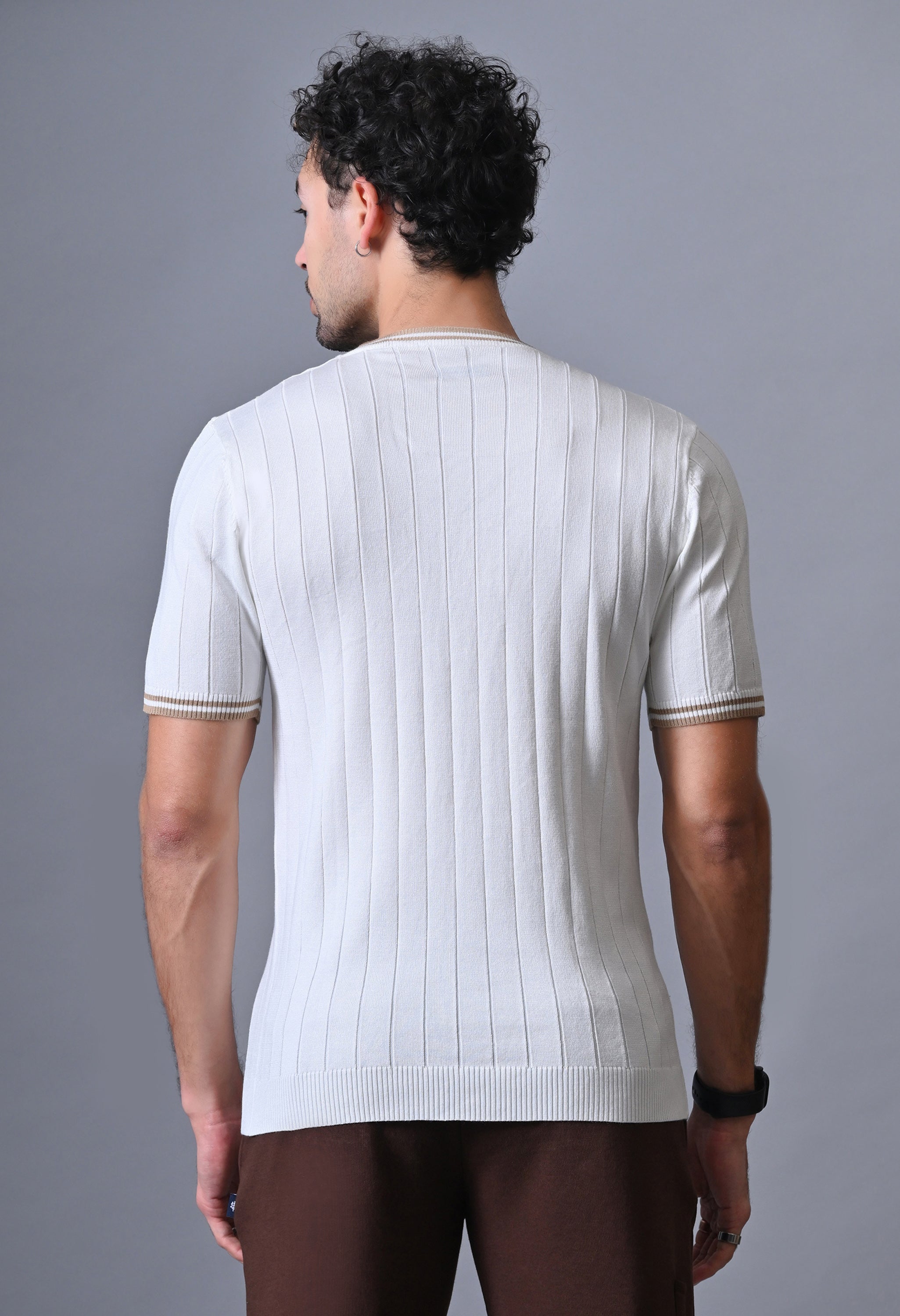 Classic Striped T-shirt with Tipping for Men